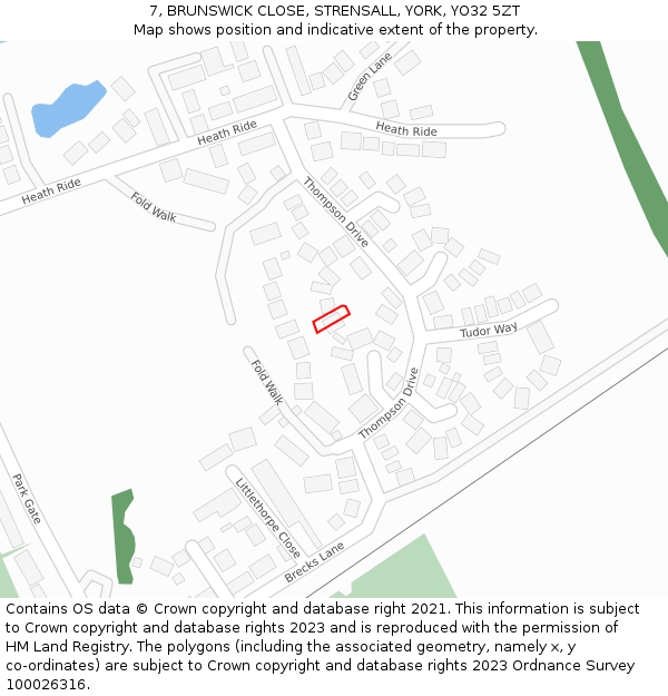 7, BRUNSWICK CLOSE, STRENSALL, YORK, YO32 5ZT: Location map and indicative extent of plot
