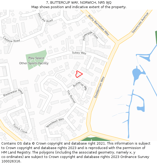 7, BUTTERCUP WAY, NORWICH, NR5 9JQ: Location map and indicative extent of plot