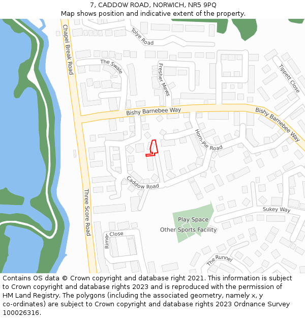 7, CADDOW ROAD, NORWICH, NR5 9PQ: Location map and indicative extent of plot