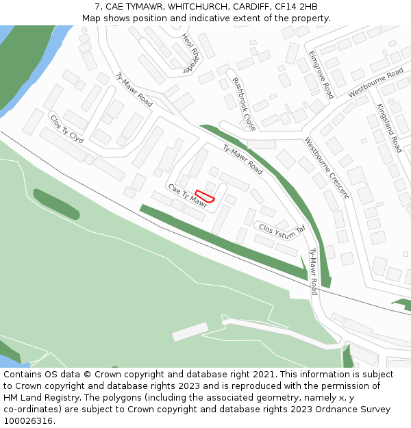 7, CAE TYMAWR, WHITCHURCH, CARDIFF, CF14 2HB: Location map and indicative extent of plot
