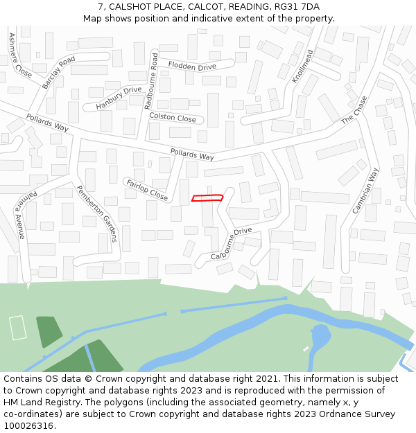 7, CALSHOT PLACE, CALCOT, READING, RG31 7DA: Location map and indicative extent of plot