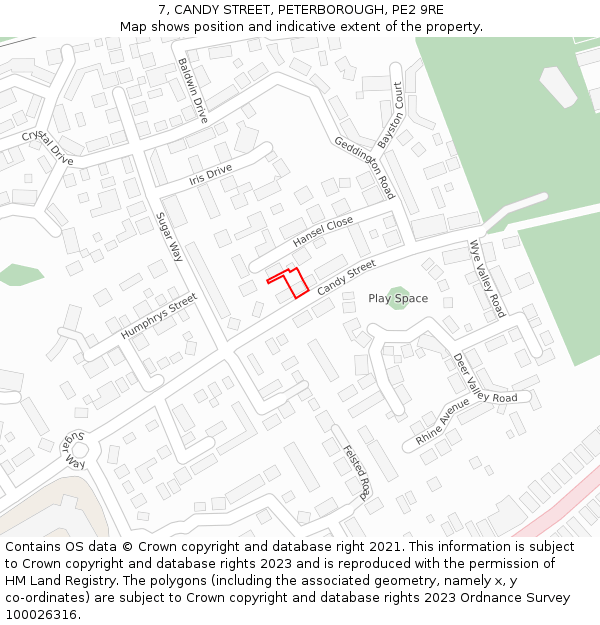 7, CANDY STREET, PETERBOROUGH, PE2 9RE: Location map and indicative extent of plot