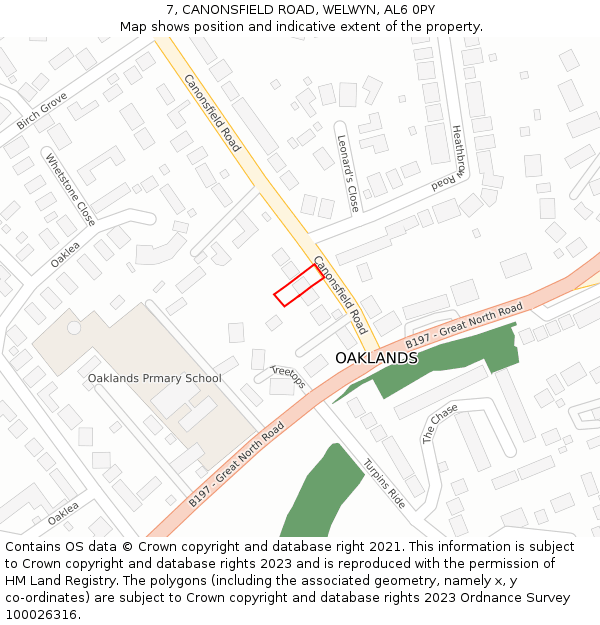 7, CANONSFIELD ROAD, WELWYN, AL6 0PY: Location map and indicative extent of plot