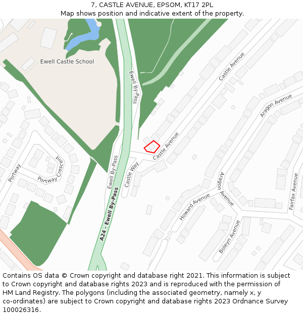 7, CASTLE AVENUE, EPSOM, KT17 2PL: Location map and indicative extent of plot