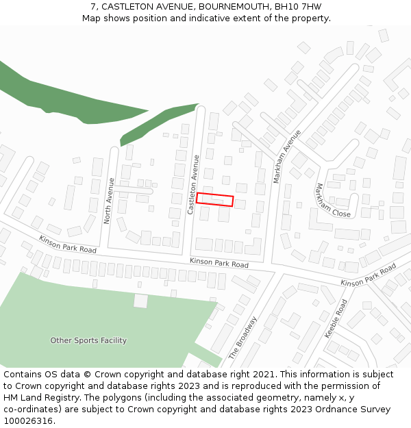 7, CASTLETON AVENUE, BOURNEMOUTH, BH10 7HW: Location map and indicative extent of plot