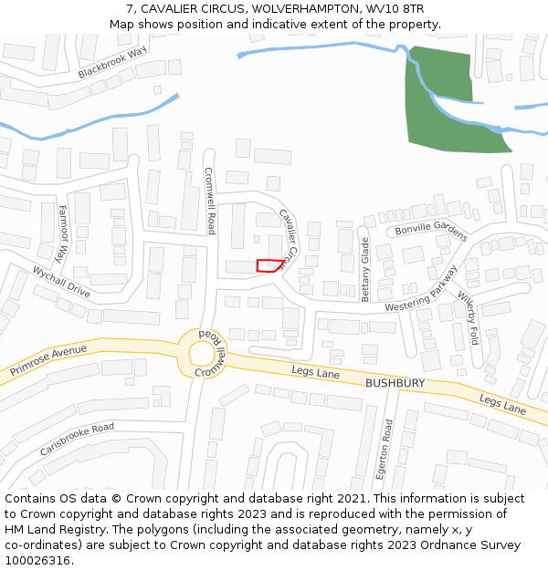 7, CAVALIER CIRCUS, WOLVERHAMPTON, WV10 8TR: Location map and indicative extent of plot