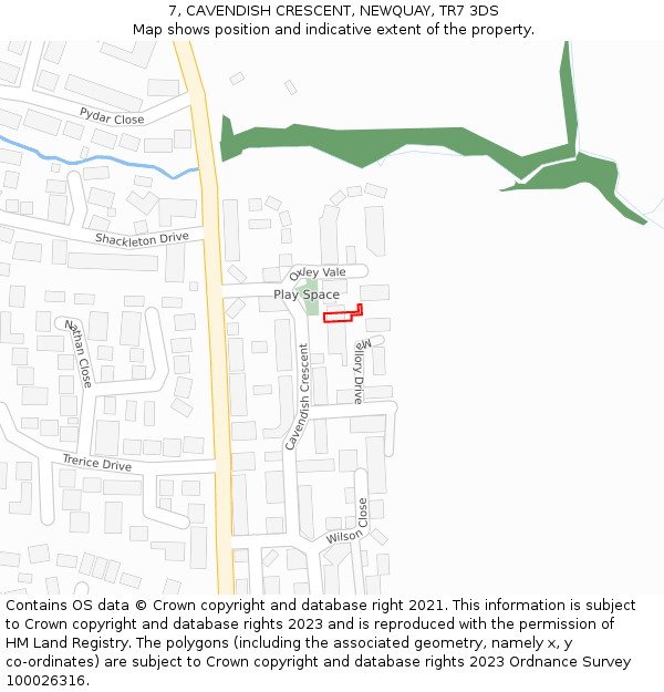 7, CAVENDISH CRESCENT, NEWQUAY, TR7 3DS: Location map and indicative extent of plot