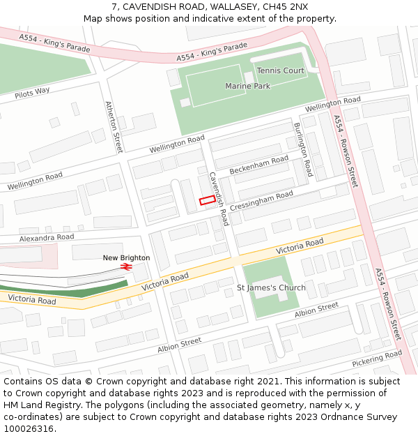 7, CAVENDISH ROAD, WALLASEY, CH45 2NX: Location map and indicative extent of plot