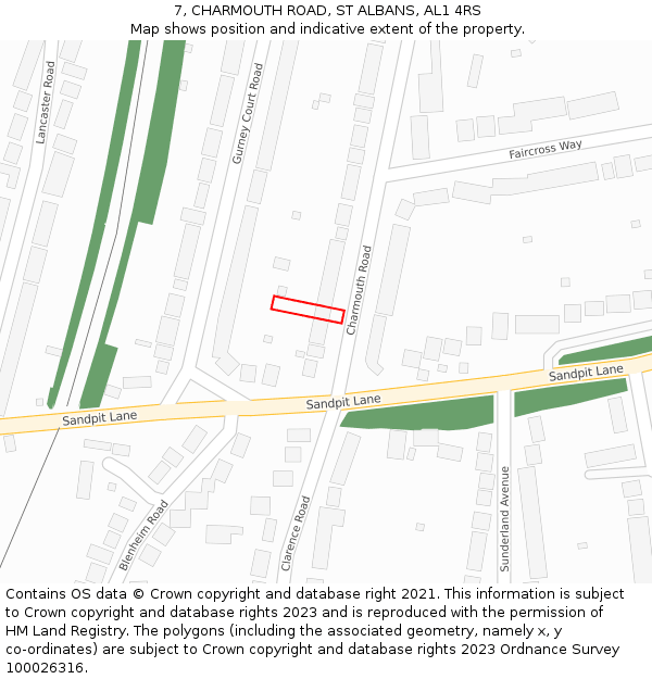 7, CHARMOUTH ROAD, ST ALBANS, AL1 4RS: Location map and indicative extent of plot