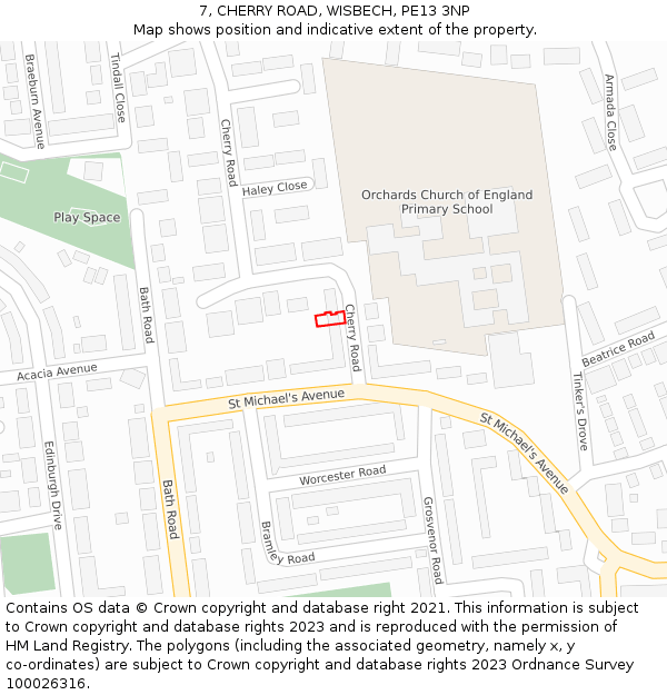 7, CHERRY ROAD, WISBECH, PE13 3NP: Location map and indicative extent of plot