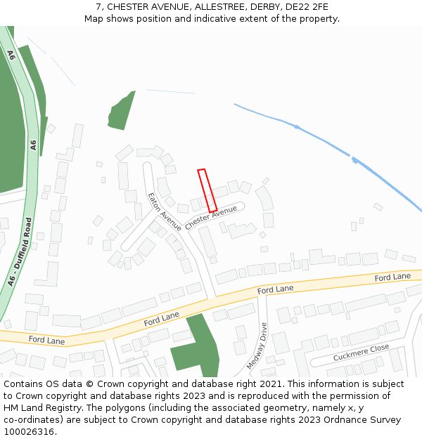 7, CHESTER AVENUE, ALLESTREE, DERBY, DE22 2FE: Location map and indicative extent of plot