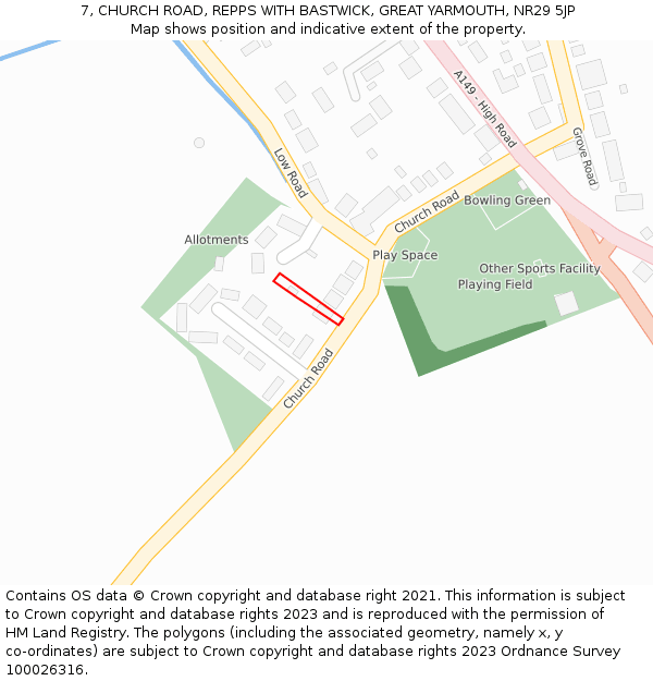 7, CHURCH ROAD, REPPS WITH BASTWICK, GREAT YARMOUTH, NR29 5JP: Location map and indicative extent of plot