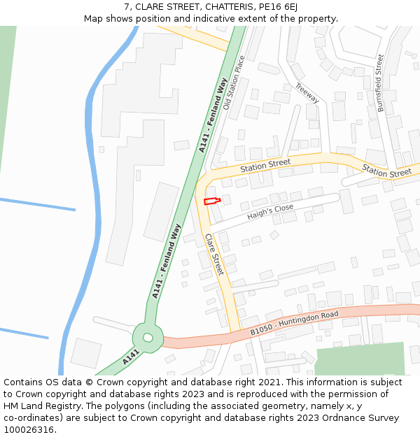 7, CLARE STREET, CHATTERIS, PE16 6EJ: Location map and indicative extent of plot
