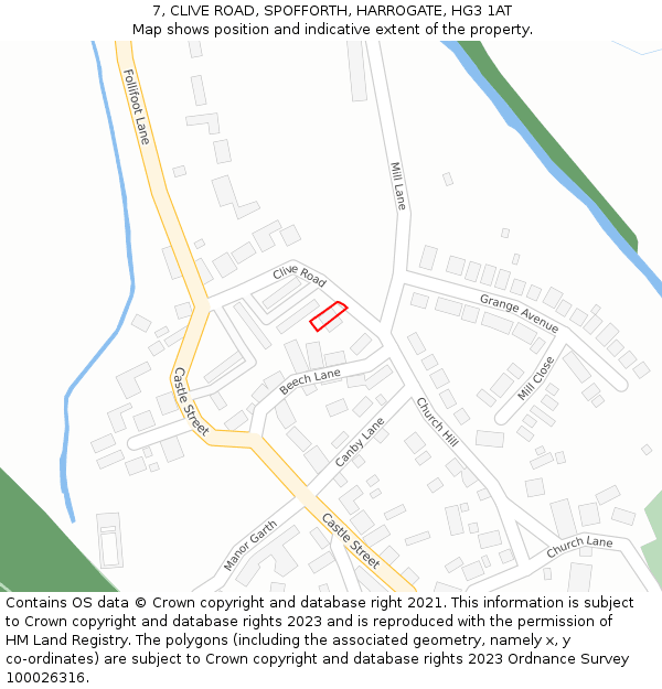 7, CLIVE ROAD, SPOFFORTH, HARROGATE, HG3 1AT: Location map and indicative extent of plot