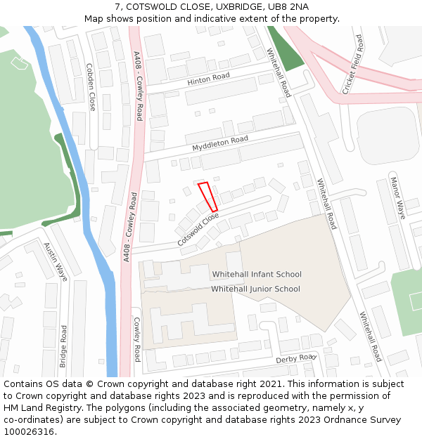7, COTSWOLD CLOSE, UXBRIDGE, UB8 2NA: Location map and indicative extent of plot