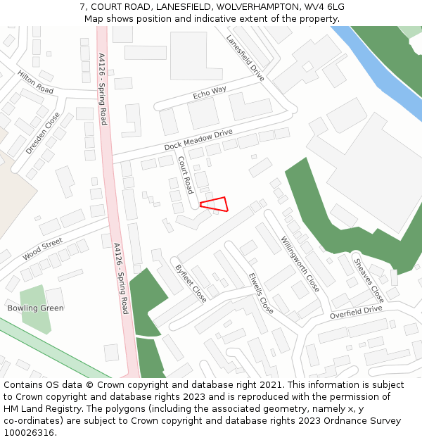 7, COURT ROAD, LANESFIELD, WOLVERHAMPTON, WV4 6LG: Location map and indicative extent of plot