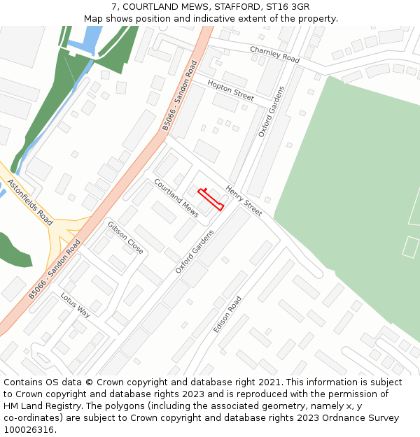 7, COURTLAND MEWS, STAFFORD, ST16 3GR: Location map and indicative extent of plot