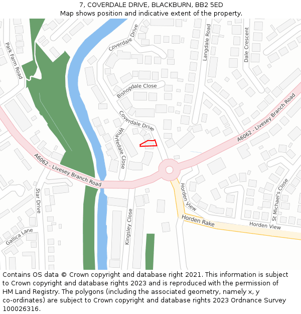 7, COVERDALE DRIVE, BLACKBURN, BB2 5ED: Location map and indicative extent of plot