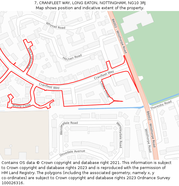 7, CRANFLEET WAY, LONG EATON, NOTTINGHAM, NG10 3RJ: Location map and indicative extent of plot
