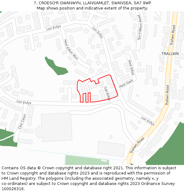 7, CROESO'R GWANWYN, LLANSAMLET, SWANSEA, SA7 9WP: Location map and indicative extent of plot