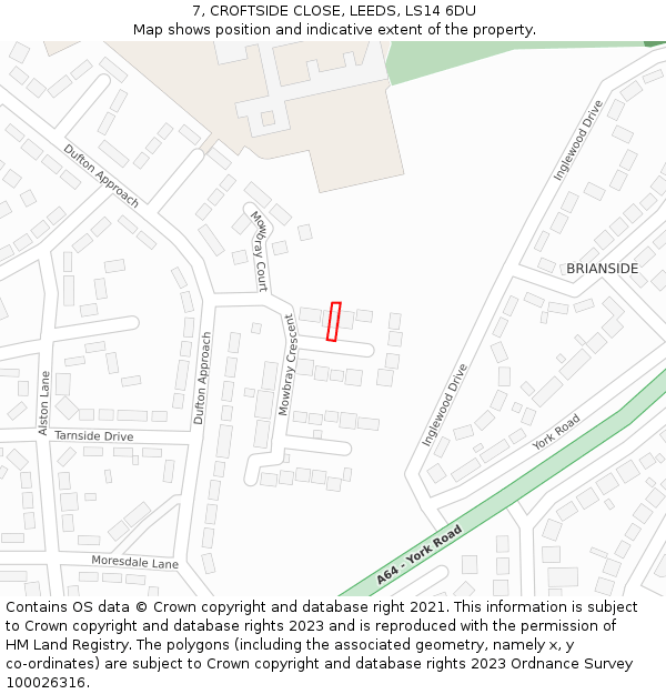 7, CROFTSIDE CLOSE, LEEDS, LS14 6DU: Location map and indicative extent of plot