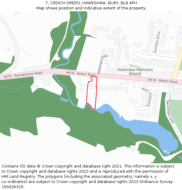 7, CROICH GREEN, HAWKSHAW, BURY, BL8 4PH: Location map and indicative extent of plot
