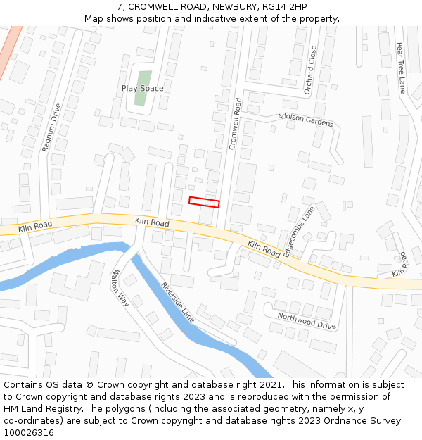 7, CROMWELL ROAD, NEWBURY, RG14 2HP: Location map and indicative extent of plot