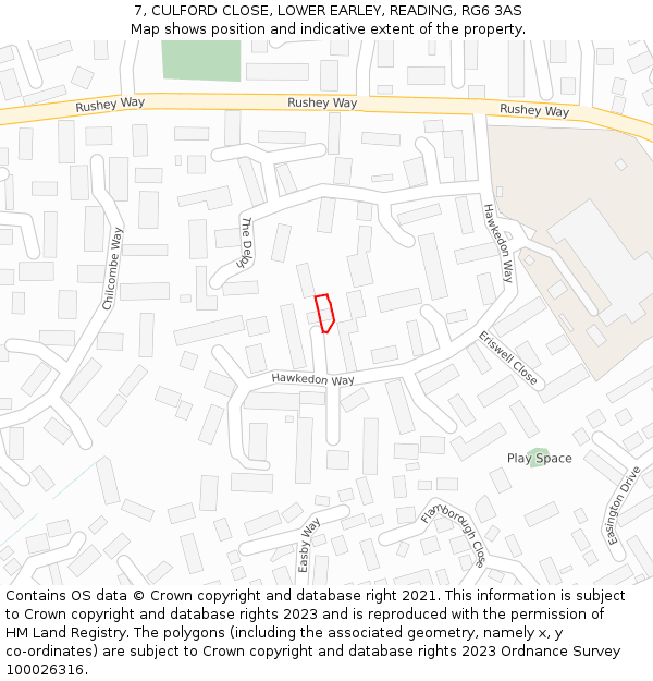 7, CULFORD CLOSE, LOWER EARLEY, READING, RG6 3AS: Location map and indicative extent of plot