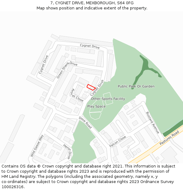 7, CYGNET DRIVE, MEXBOROUGH, S64 0FG: Location map and indicative extent of plot