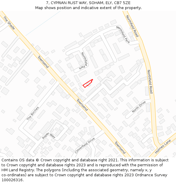 7, CYPRIAN RUST WAY, SOHAM, ELY, CB7 5ZE: Location map and indicative extent of plot