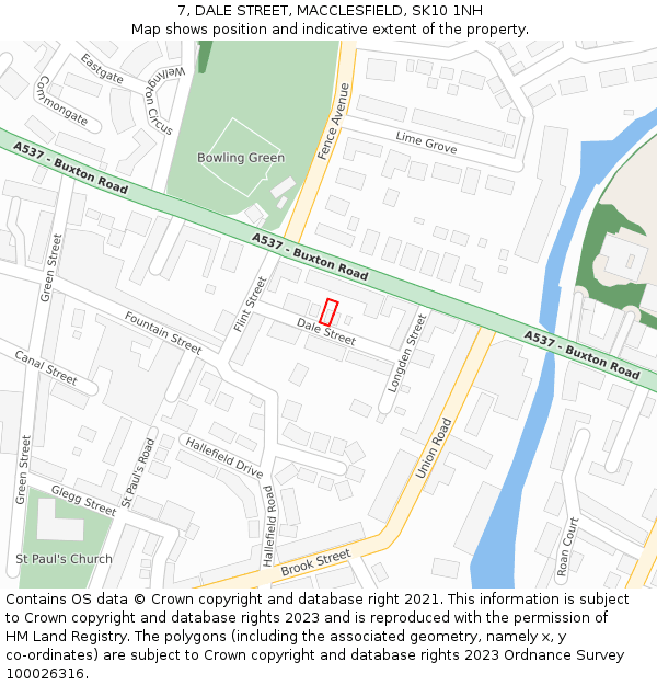 7, DALE STREET, MACCLESFIELD, SK10 1NH: Location map and indicative extent of plot