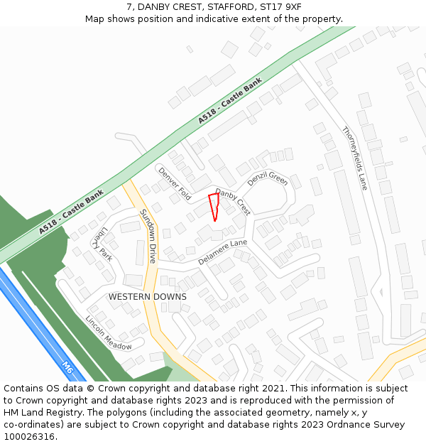 7, DANBY CREST, STAFFORD, ST17 9XF: Location map and indicative extent of plot