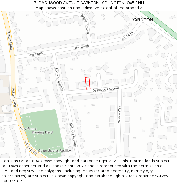 7, DASHWOOD AVENUE, YARNTON, KIDLINGTON, OX5 1NH: Location map and indicative extent of plot