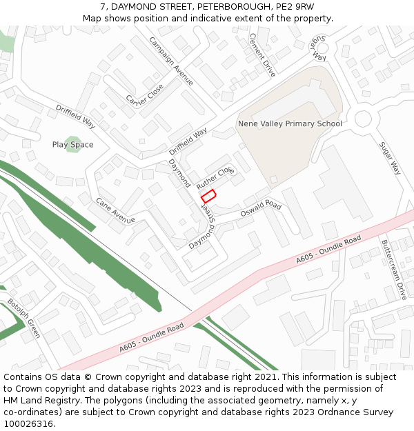 7, DAYMOND STREET, PETERBOROUGH, PE2 9RW: Location map and indicative extent of plot
