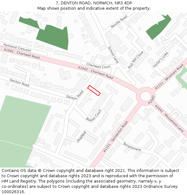 7, DENTON ROAD, NORWICH, NR3 4DP: Location map and indicative extent of plot