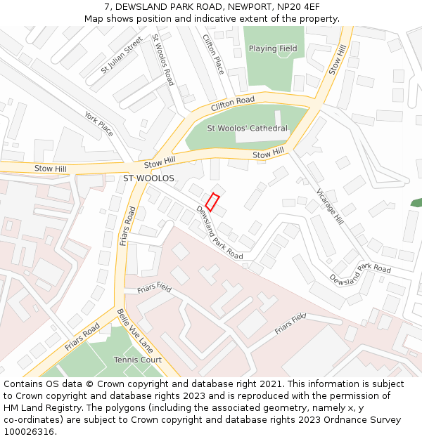 7, DEWSLAND PARK ROAD, NEWPORT, NP20 4EF: Location map and indicative extent of plot