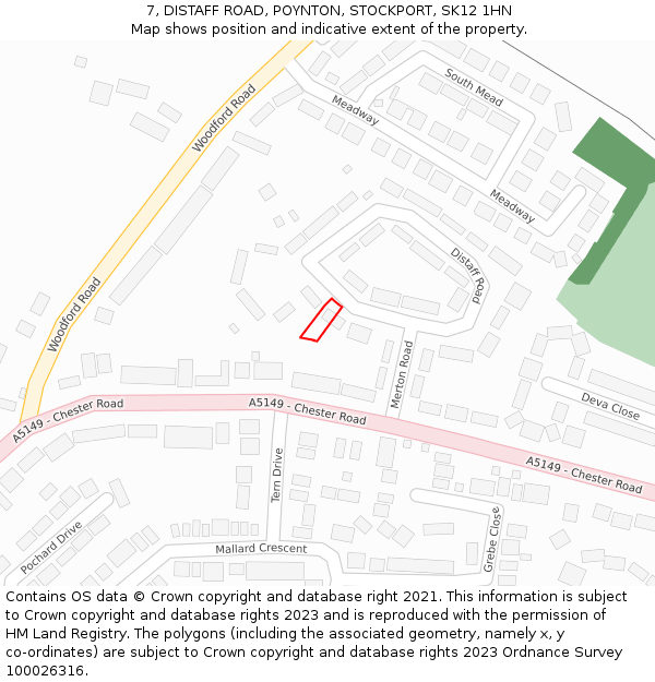 7, DISTAFF ROAD, POYNTON, STOCKPORT, SK12 1HN: Location map and indicative extent of plot