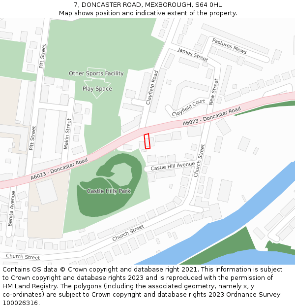 7, DONCASTER ROAD, MEXBOROUGH, S64 0HL: Location map and indicative extent of plot