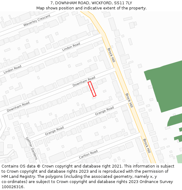 7, DOWNHAM ROAD, WICKFORD, SS11 7LY: Location map and indicative extent of plot