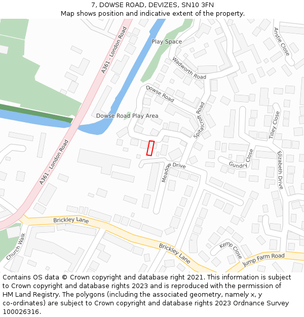 7, DOWSE ROAD, DEVIZES, SN10 3FN: Location map and indicative extent of plot