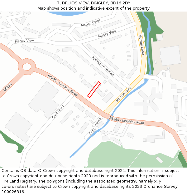 7, DRUIDS VIEW, BINGLEY, BD16 2DY: Location map and indicative extent of plot