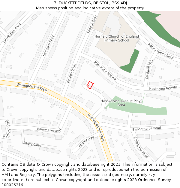 7, DUCKETT FIELDS, BRISTOL, BS9 4DJ: Location map and indicative extent of plot
