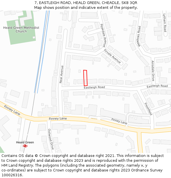 7, EASTLEIGH ROAD, HEALD GREEN, CHEADLE, SK8 3QR: Location map and indicative extent of plot
