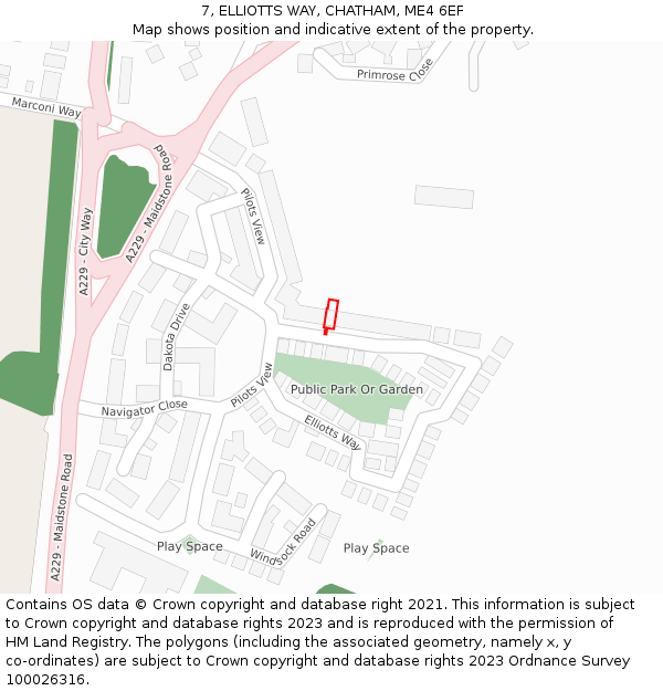 7, ELLIOTTS WAY, CHATHAM, ME4 6EF: Location map and indicative extent of plot