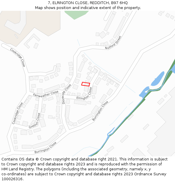 7, ELRINGTON CLOSE, REDDITCH, B97 6HQ: Location map and indicative extent of plot