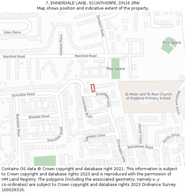 7, ENNERDALE LANE, SCUNTHORPE, DN16 2RW: Location map and indicative extent of plot