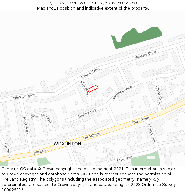 7, ETON DRIVE, WIGGINTON, YORK, YO32 2YQ: Location map and indicative extent of plot