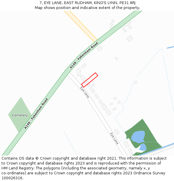7, EYE LANE, EAST RUDHAM, KING'S LYNN, PE31 8RJ: Location map and indicative extent of plot