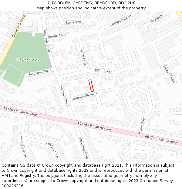 7, FAIRBURN GARDENS, BRADFORD, BD2 2HF: Location map and indicative extent of plot