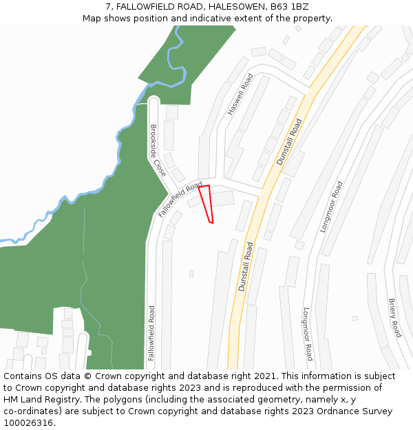 7, FALLOWFIELD ROAD, HALESOWEN, B63 1BZ: Location map and indicative extent of plot